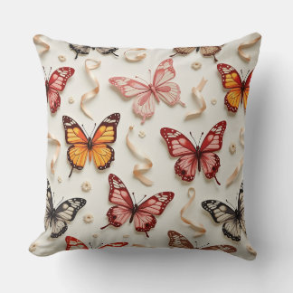 Beautiful butterflies and ribbons cushion