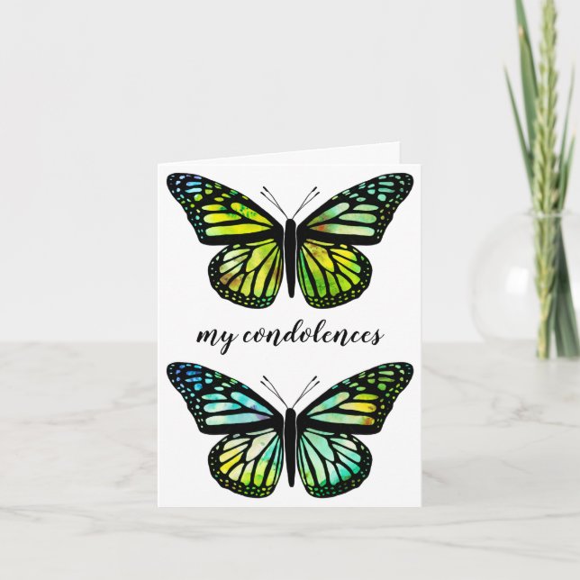 Beautiful Butterflies CUSTOM Condolences Sympathy Holiday Card (Front)