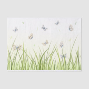 Beautiful Butterflies in Sunlit Grass Ethereal Tissue Paper