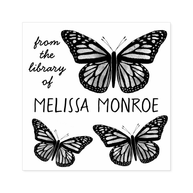 Beautiful Butterflies Monarchs Library Of.. Custom Rubber Stamp (Imprint)