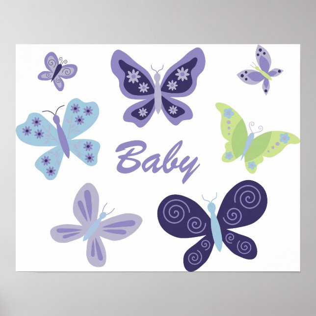 Beautiful Butterflies Nursery Poster (Front)