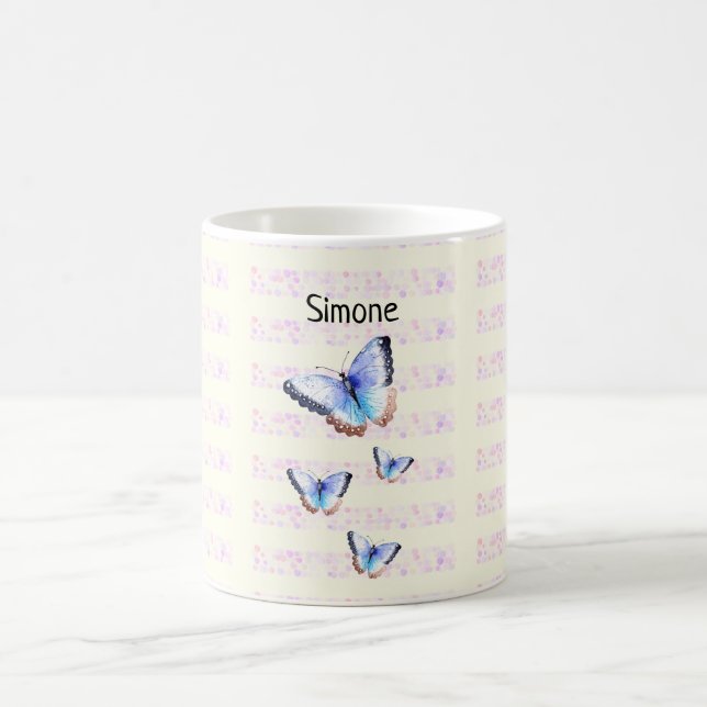 Beautiful Butterflies on Bokeh with Name Coffee Mug (Center)