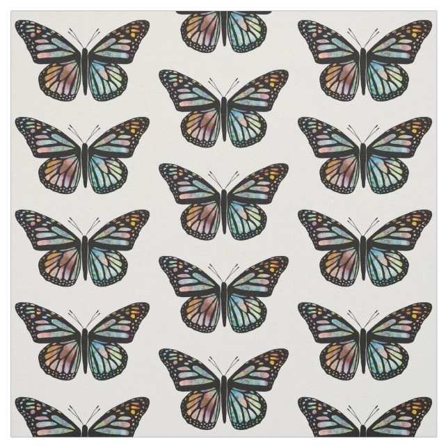 Beautiful Butterflies Pattern Monarch Watercolor Fabric (Swatch)