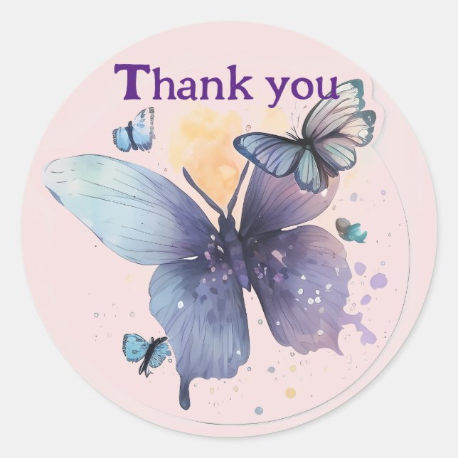 beautiful butterflies tha,k you stickers (Front)
