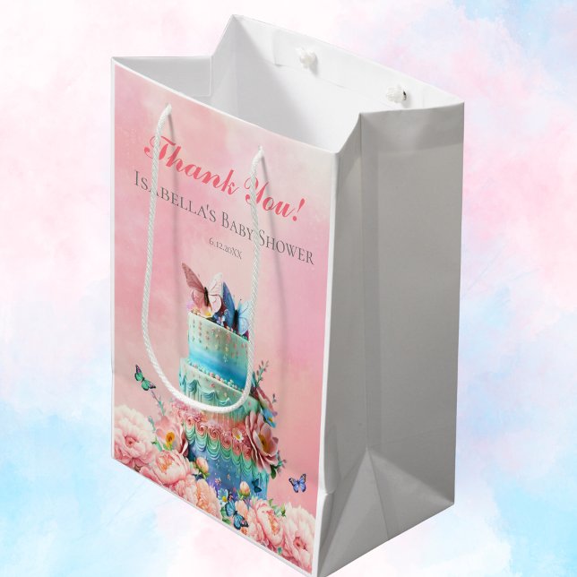 Beautiful Butterflies Twins Baby Shower Medium Gift Bag (Fluttering twins, double joy, delicate gifts in a charming bag.)