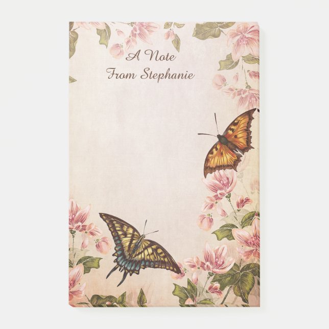 Beautiful Butterflies & Vintage Blossom Post-it Notes (Front)