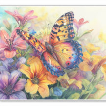 Beautiful Butterfly and Flowers