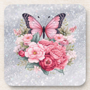 Beautiful Butterfly And Flowers  Coaster