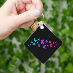 Beautiful Butterfly Androgynous Pride Design Key Ring