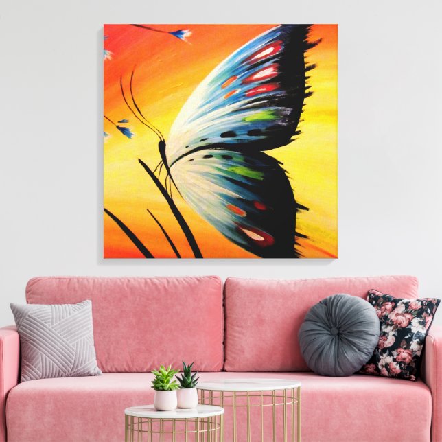 Beautiful Butterfly at Sunrise Canvas Print (Insitu(LivingRoom))