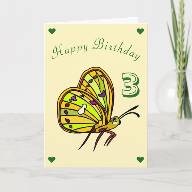 Beautiful Butterfly Birthday Card - Customisable (Front)
