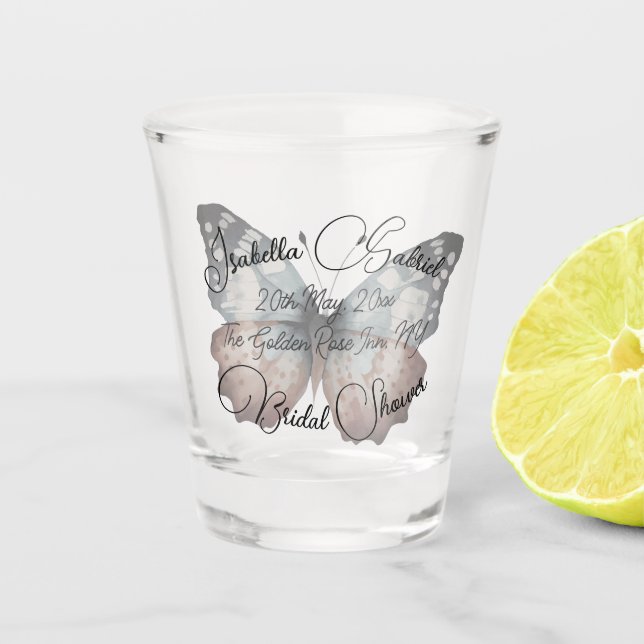 Beautiful Butterfly Bridal Shower Favour Shot Glass (Front)