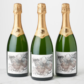 Beautiful Butterfly Bridal Shower Favour Sparkling Wine Label