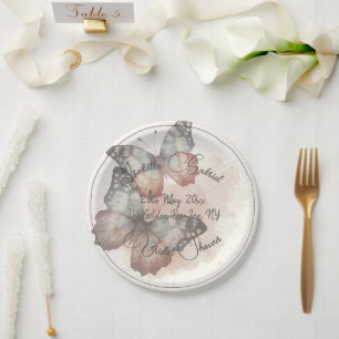 Beautiful Butterfly Bridal Shower Paper Plate