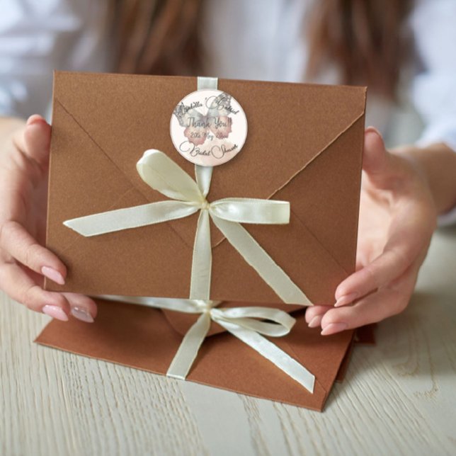 Beautiful Butterfly Bridal Shower Thank You Classic Round Sticker (Creator Uploaded)