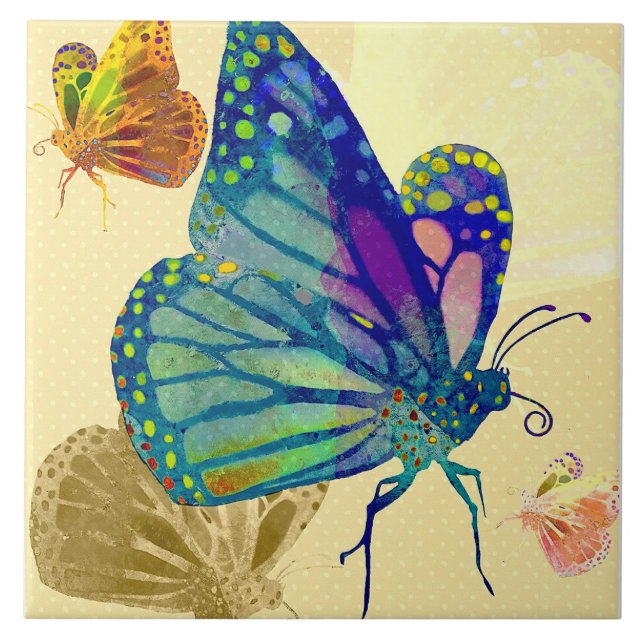 Beautiful Butterfly Ceramic Kitchen Tile (Front)