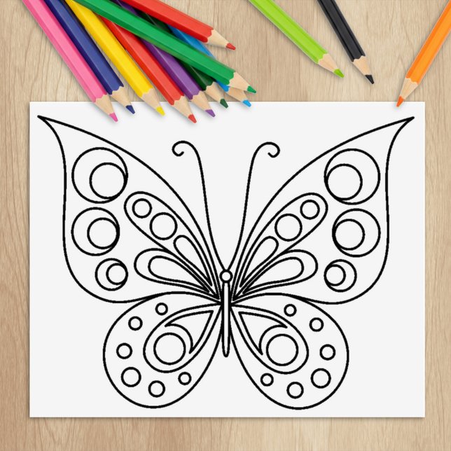 Beautiful Butterfly Colouring Page Rubber Stamp (Creator Uploaded)