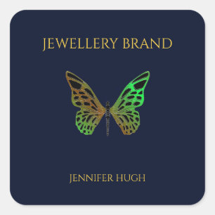 Beautiful butterfly dark blue square sticker
