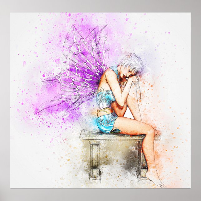 Beautiful  Butterfly  fairy art Poster (Front)