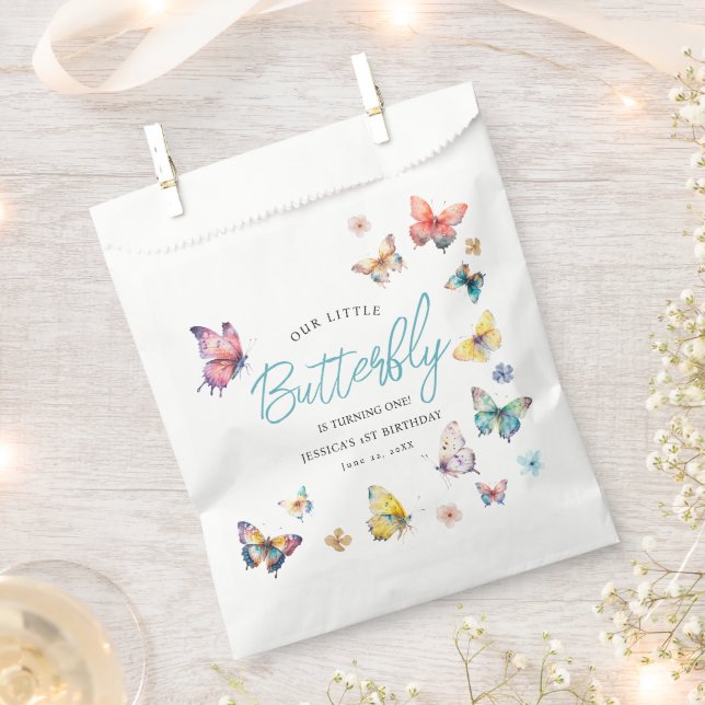 Beautiful Butterfly Girl's Birthday Party Favour Bags (Clipped)