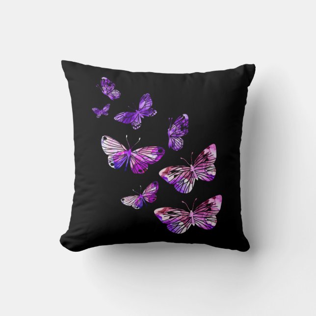 Beautiful Butterfly Girls Purple Butterlies Cushion (Front)