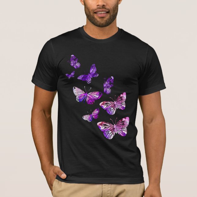 Beautiful Butterfly Girls Purple Butterlies T-Shirt (Front)