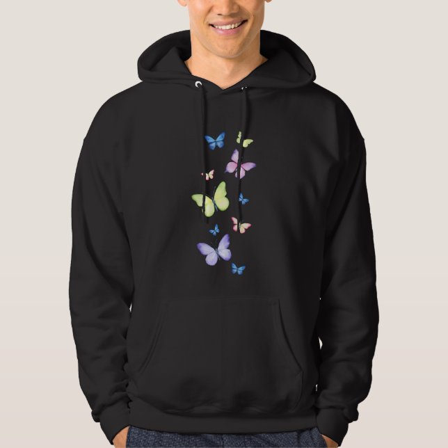 Beautiful Butterfly Girls Watercolor Butterlies Hoodie (Front)