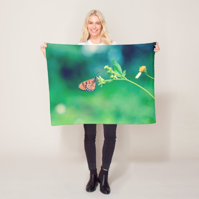 Beautiful Butterfly on a flower #2 Fleece Blanket (In Situ)