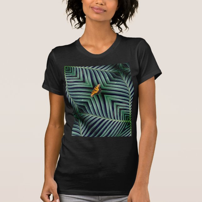Beautiful Butterfly On A Leaf T-Shirt (Front)