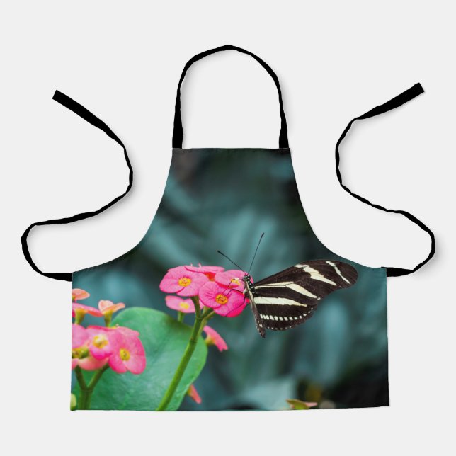 Beautiful butterfly on a pink flower apron (Front)