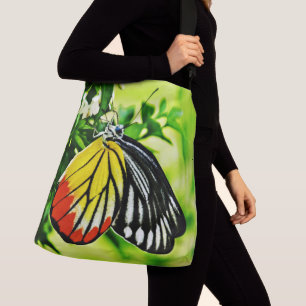 Beautiful Butterfly on Flowers Crossbody Bag