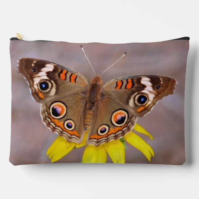 Beautiful Butterfly on Yellow Flower  Accessory Pouch (Front)