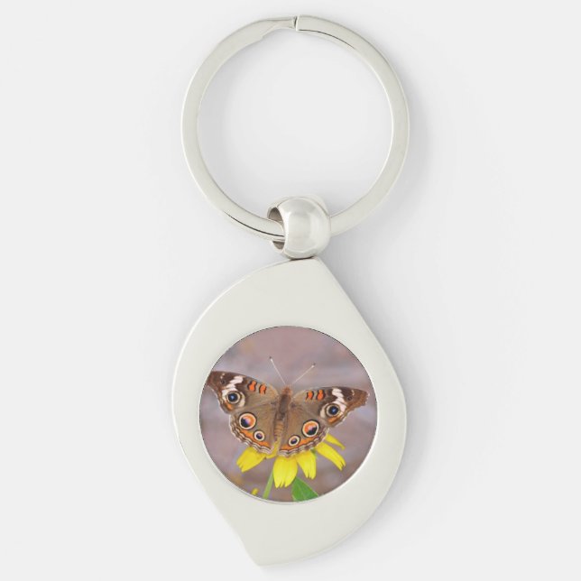 Beautiful Butterfly on Yellow Flower  Key Ring (Front)