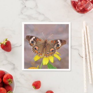 Beautiful Butterfly on Yellow Flower Napkin
