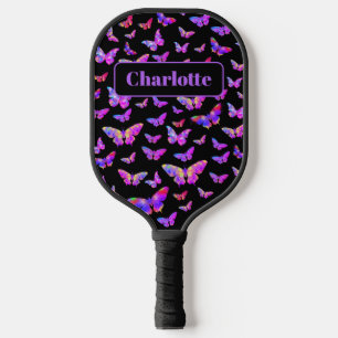 Beautiful Butterfly Pattern Monogram Name Pickleball Paddle