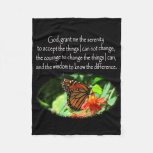 BEAUTIFUL BUTTERFLY PHOTO SERENITY PRAYER DESIGN FLEECE BLANKET