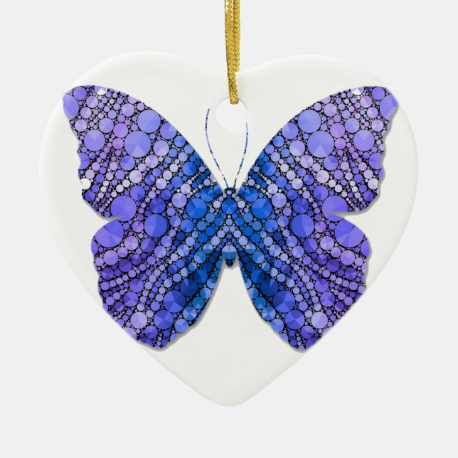Beautiful butterfly printed heart shaped Ornament (Front)