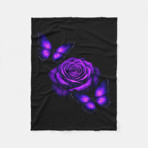Beautiful butterfly purple rose butterfly lovers fleece blanket