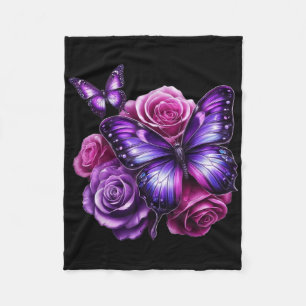 Beautiful Butterfly Purple Rose Butterfly Lovers G Fleece Blanket