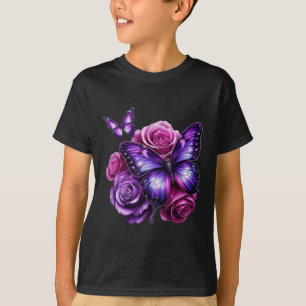 Beautiful Butterfly Purple Rose Butterfly Lovers G T-Shirt