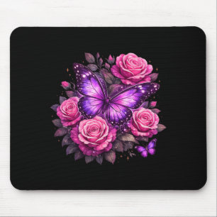 Beautiful Butterfly Purple Rose Butterfly Lovers Mouse Pad