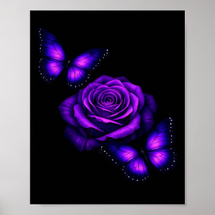Beautiful butterfly purple rose butterfly lovers poster