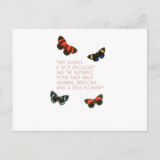 Beautiful Butterfly Quote Postcard (Front)