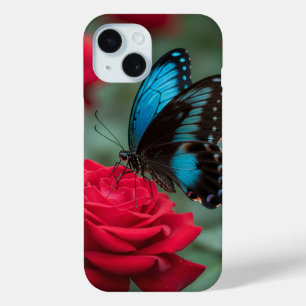 Beautiful Butterfly Red Rose - iPhone 15 Case