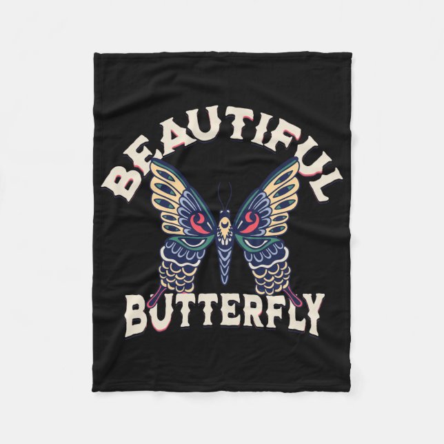beautiful-butterfly-retro-vector-art-illustration- fleece blanket (Front)