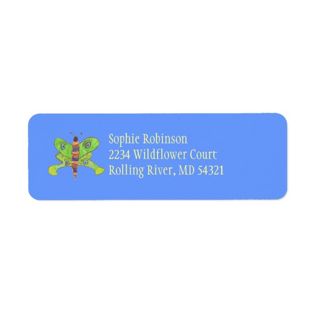 Beautiful butterfly return address label (Front)