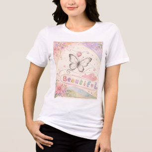 Beautiful Butterfly T-Shirt Pastel Floral Inspir Tri-Blend Shirt