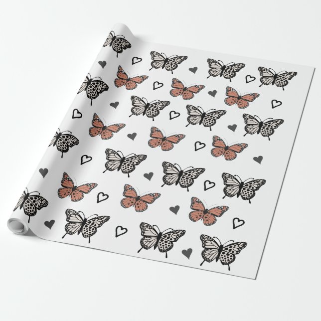 "Beautiful Butterfly-Themed Wrapping Paper.  Paper (Unrolled)
