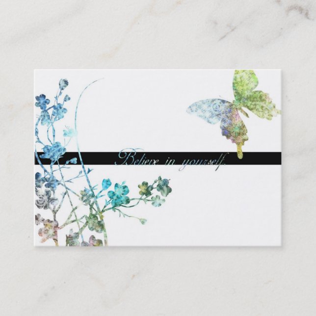 Beautiful Butterfly with Enouraging Message Business Card (Front)
