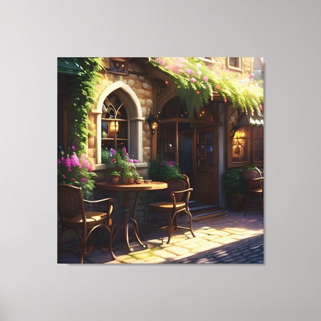 Beautiful Cafe Street Canvas Print (Front)